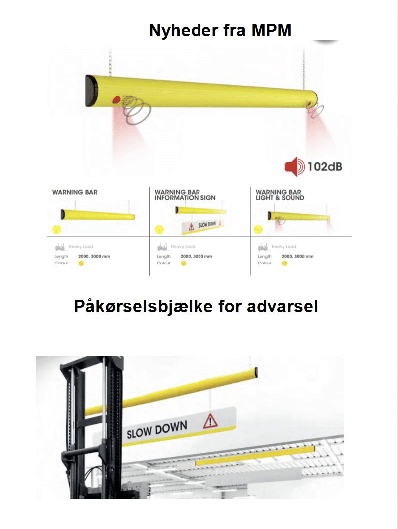 Påkørselsbjælke for advarsel